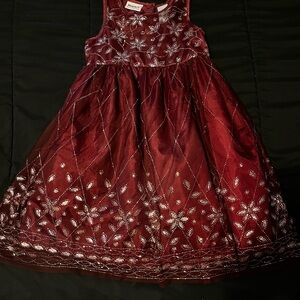 Blueberi Boulevard Burgundy Floral Kids Dress